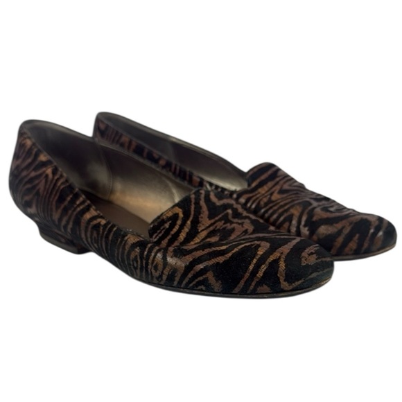 Vintage Thomas Wallace Elegant Black Brown Treebark 1” Heel Flats - Picture 1 of 14